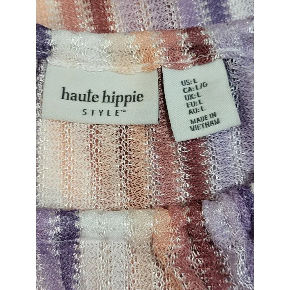 Haute Hippie Style Boho Sheer Dress Beach Swim Cover-up Womens Large